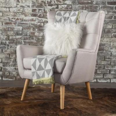 Mid-Century Modern Tufted Club Chair with Rubberwood Legs