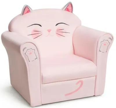 Hivvago Kids Upholstered Cat Armrest Couch Sofa with Linen Fabric