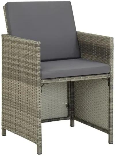 vidaXL Garden Chairs 2 pcs with Cushions Poly Rattan Gray