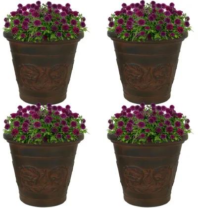 Sunnydaze 16 in Arabella Dual-Wall Polyresin Planter - Rust