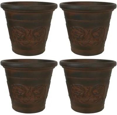 Sunnydaze 16 in Arabella Dual-Wall Polyresin Planter - Rust