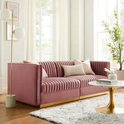 Sanguine Channel Tufted Performance Velvet Modular Sectional Sofa Loveseat