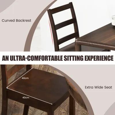 Set of 2 Wood Dining Chairs with Solid Rubber Wood Legs