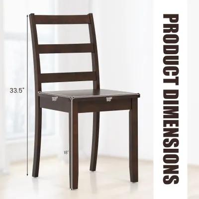 Set of 2 Wood Dining Chairs with Solid Rubber Wood Legs