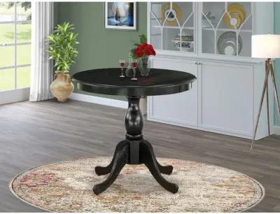 East West Furniture Round Kitchen Table - Black Table Top and Black Pedestal Leg Finish