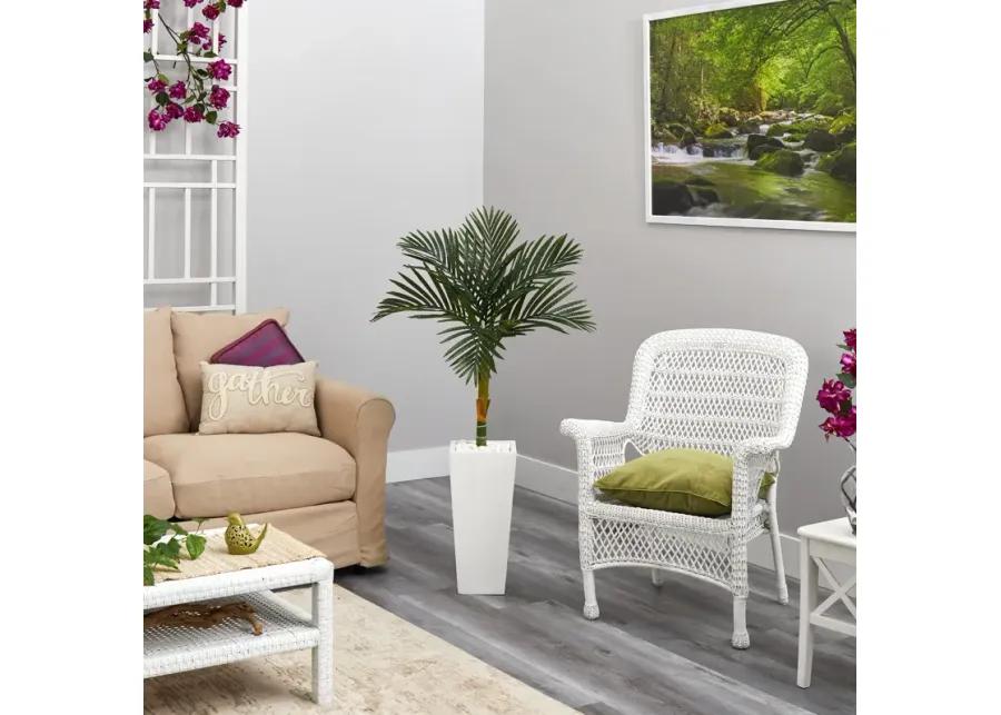 HomPlanti 4.5 Feet Golden Cane Artificial Palm Tree in Tall White Planter