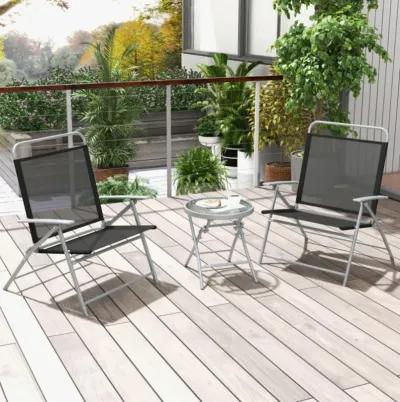 Hivvago 3 Pieces Patio Folding Chair Set Outdoor Metal Conversation Set