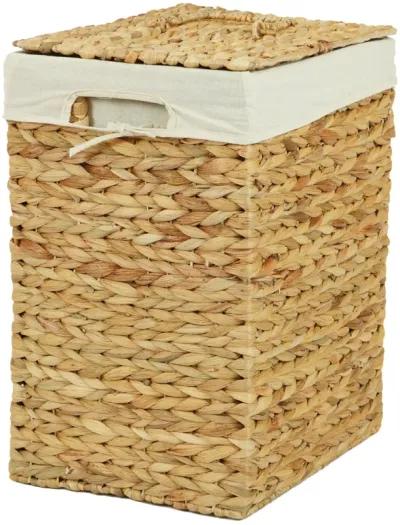 Handmade Rectangular Water Hyacinth Wicker Laundry Hamper with Lid Natural, Medium