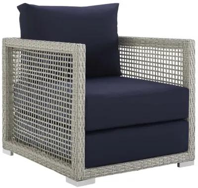 Aura 4 Piece Outdoor Patio Wicker Rattan Set - Gray Navy