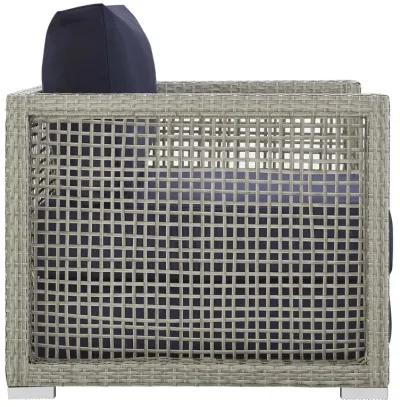 Aura 4 Piece Outdoor Patio Wicker Rattan Set - Gray Navy