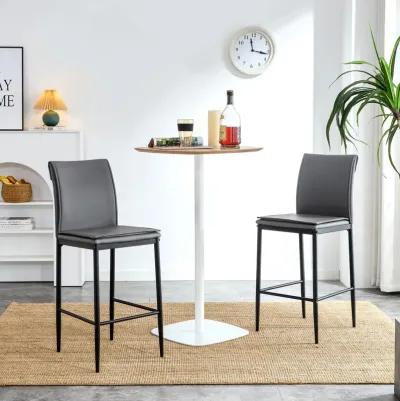 Hivvago 2 Pcs Modern Faux Leather Back Support Bar Chairs with Metal Legs