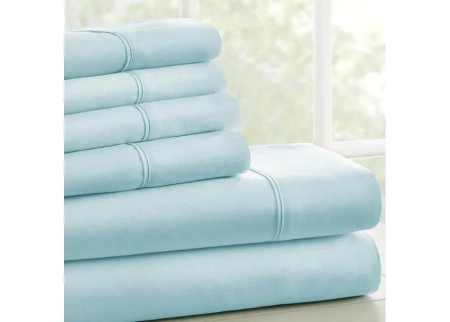 Aqua 6 Piece Wrinkle Resistant Microfiber Polyester Sheet Set