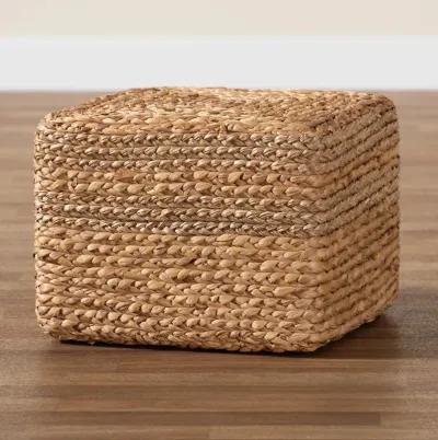 bali & pari Marella Modern Bohemian Natural Brown Seagrass Accent Footstool