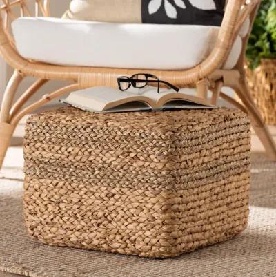 bali & pari Marella Modern Bohemian Natural Brown Seagrass Accent Footstool