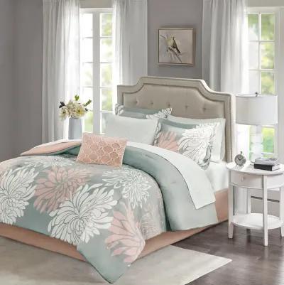 Gracie Mills Willie 9-Piece Floral Comforter Set with Cotton Sheets