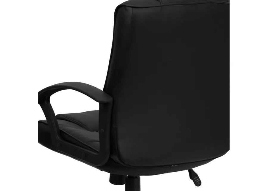 Lindon Mid-Back Black LeatherSoft Swivel Task Office Chair with Arms