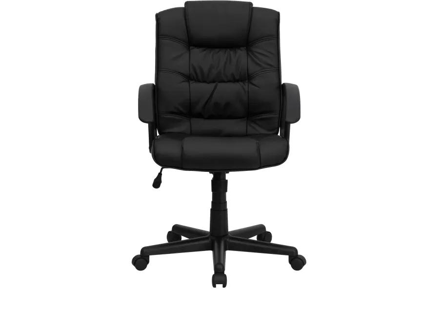 Lindon Mid-Back Black LeatherSoft Swivel Task Office Chair with Arms