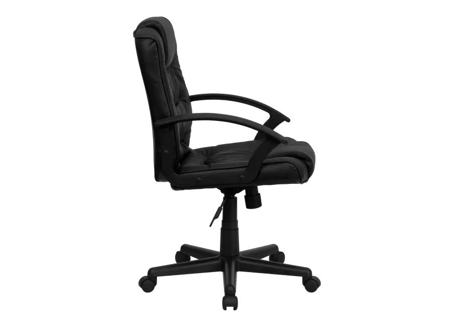 Lindon Mid-Back Black LeatherSoft Swivel Task Office Chair with Arms