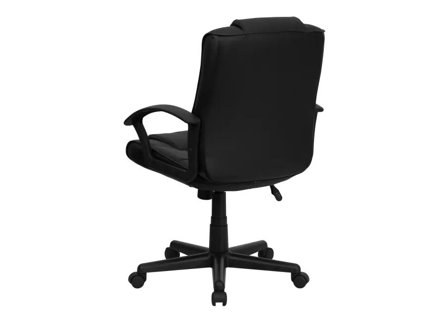 Lindon Mid-Back Black LeatherSoft Swivel Task Office Chair with Arms