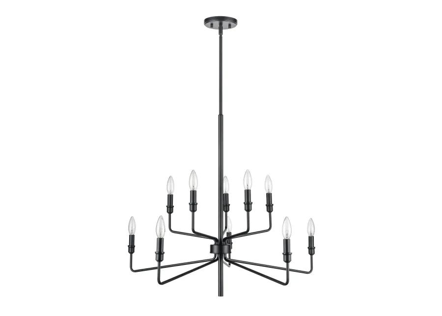 Saginaw 34'' Wide 10-Light Black Chandelier