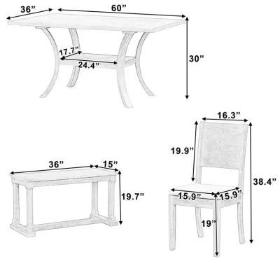 Merax 6-Piece Wood Dining Table Chairs Bench Set