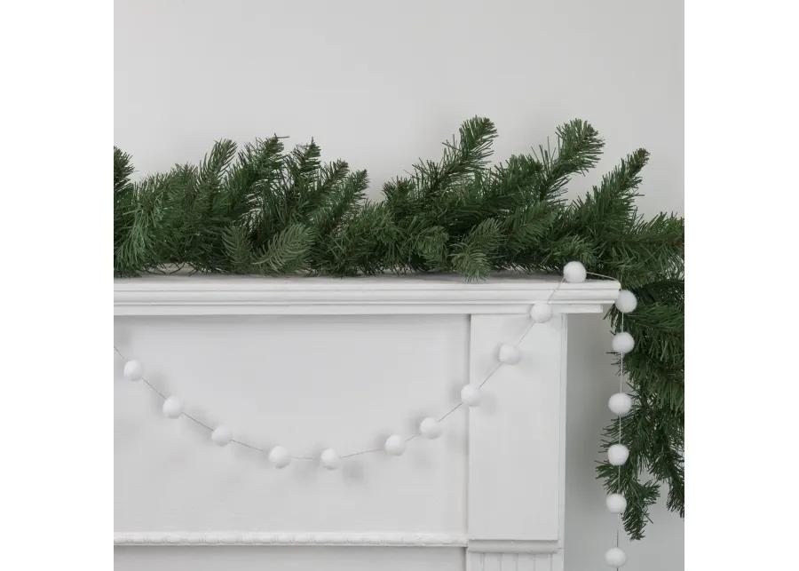 9' White Plush Snowball Christmas Garland