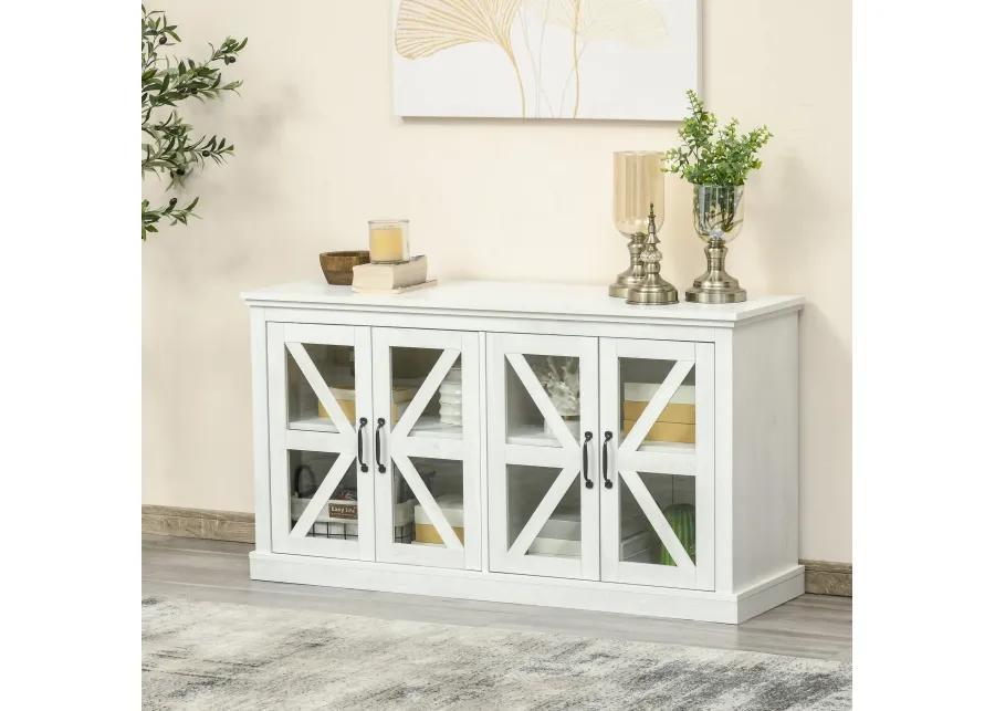 White Dining Storage: Rustic Buffet Sideboard with Glass Door