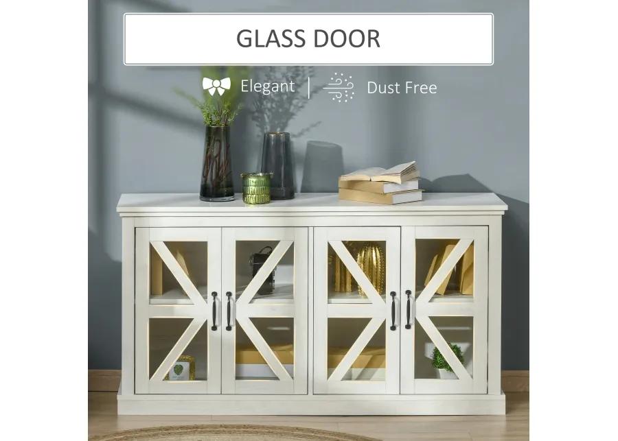 White Dining Storage: Rustic Buffet Sideboard with Glass Door