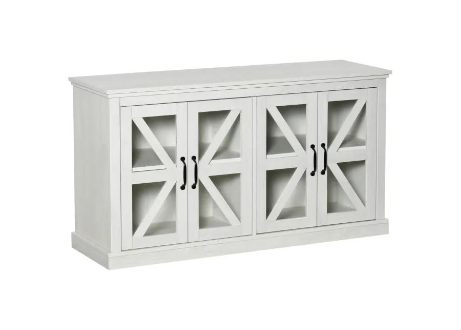 White Dining Storage: Rustic Buffet Sideboard with Glass Door