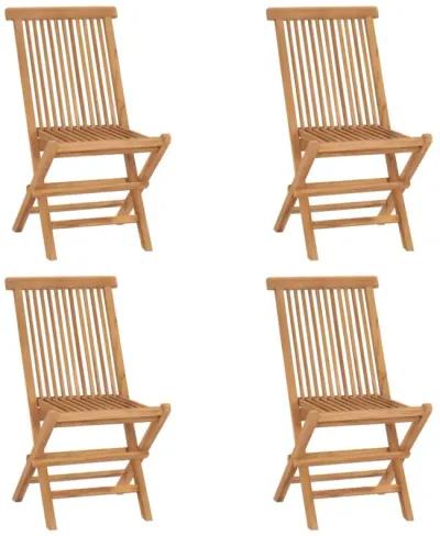 vidaXL Folding Patio Chairs 4 pcs Solid Teak Wood