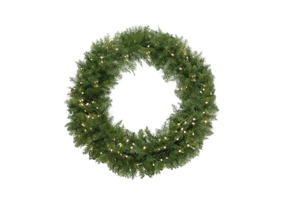 Pre-Lit LED Rockwood Pine Artificial Christmas Wreath  24-Inch  Warm White Lights