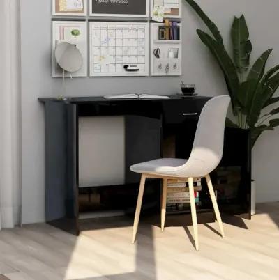 Desk High Gloss Black 39.4" x 19.7" x 29.9" Engineered Wood