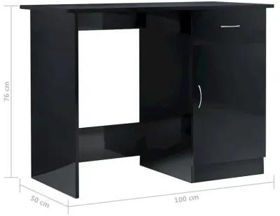 Desk High Gloss Black 39.4" x 19.7" x 29.9" Engineered Wood