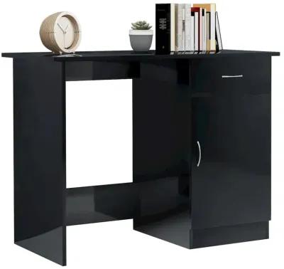 Desk High Gloss Black 39.4" x 19.7" x 29.9" Engineered Wood