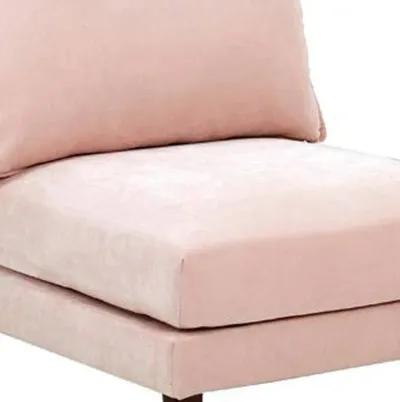 Rio 33 Inch Modular Armless Sofa Chair, Lumbar Cushion, Blush Pink - Benzara