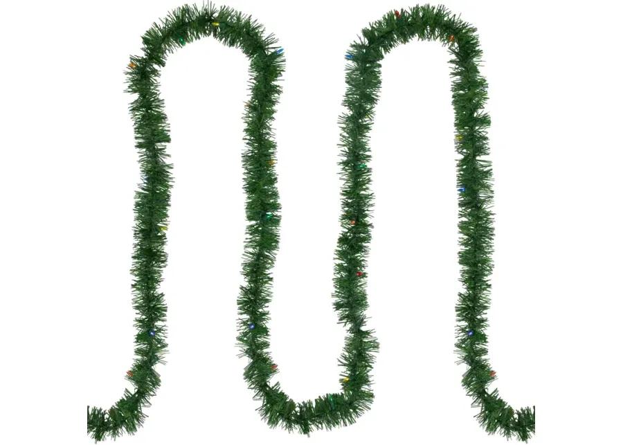 18' Pre-Lit LED Pine Artificial Christmas Garland  Multicolor Lights