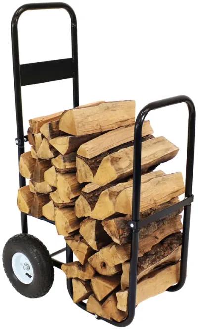 Sunnydaze Powder-Coated Steel Log Cart Carrier and Storage Rack with Wheels