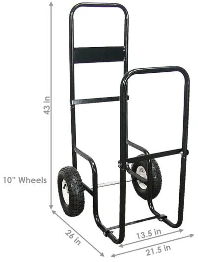 Sunnydaze Powder-Coated Steel Log Cart Carrier and Storage Rack with Wheels