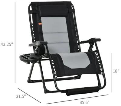 Black Patio Lounger: Zero Gravity Recliner with Cup Holder