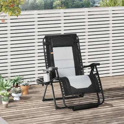 Black Patio Lounger: Zero Gravity Recliner with Cup Holder