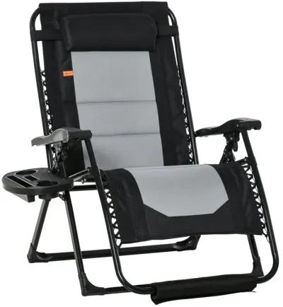 Black Patio Lounger: Zero Gravity Recliner with Cup Holder