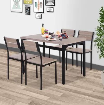 Traditional Dark Dining: 5-Piece Black Wood Grain Table & Chairs Set