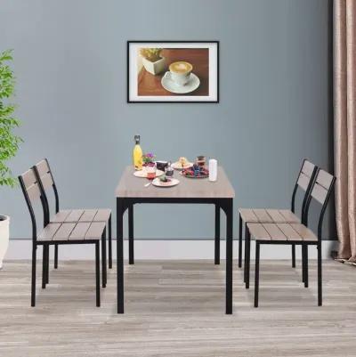 Traditional Dark Dining: 5-Piece Black Wood Grain Table & Chairs Set