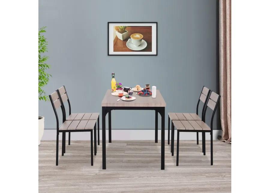 Traditional Dark Dining: 5-Piece Black Wood Grain Table & Chairs Set