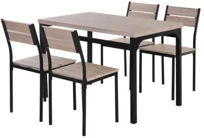 Traditional Dark Dining: 5-Piece Black Wood Grain Table & Chairs Set