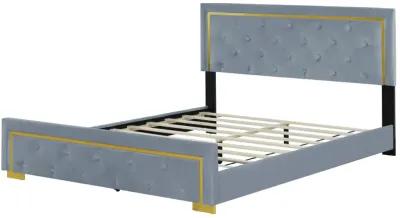 Merax Velvet Upholstered Platform Bed Frame