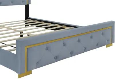 Merax Velvet Upholstered Platform Bed Frame