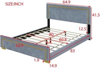 Merax Velvet Upholstered Platform Bed Frame