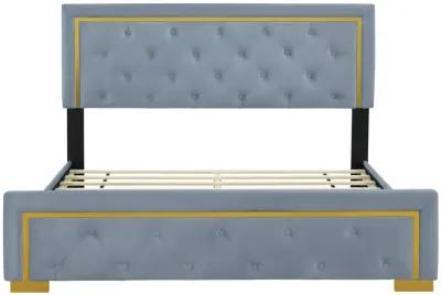 Merax Velvet Upholstered Platform Bed Frame