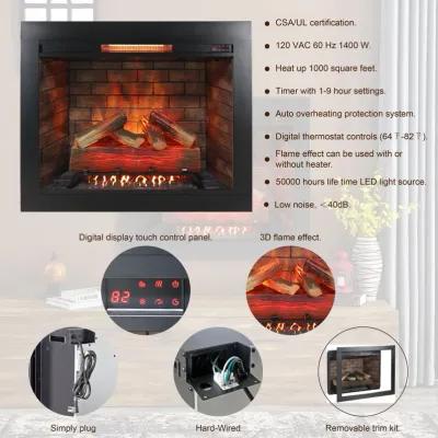 MONDAWE 33 Inch Infrared Electric Fireplace Insert, Touch Panel Home Decor Heater, Smokeless Firebox With Trim Kit